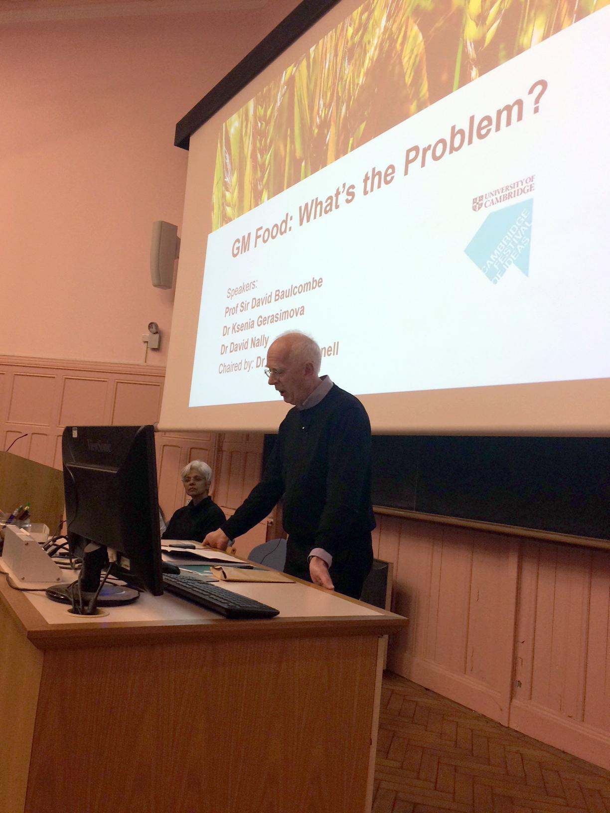 Prof Sir David Baulcombe speaking at the event Find out what you missed at 'GM Food: What's the Problem?'